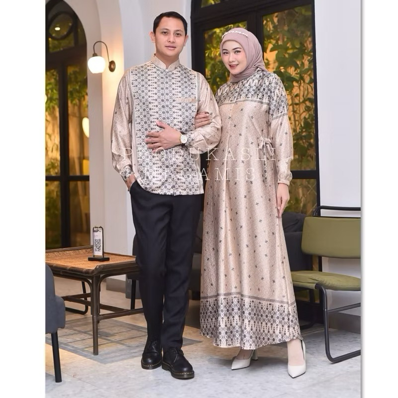 BEST SALE Gamis Couple Silky Premium Suami Istri Gamis Pasangan Elegan Baju Couple Kondangan Gamis