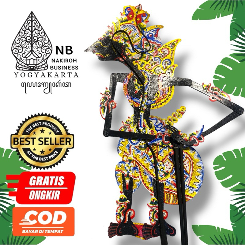 NAKIROHBUSINESS | Wayang Kulit Sapi ASLI Kresna Hitam -+ 55 cm Alusan Standar Dalang