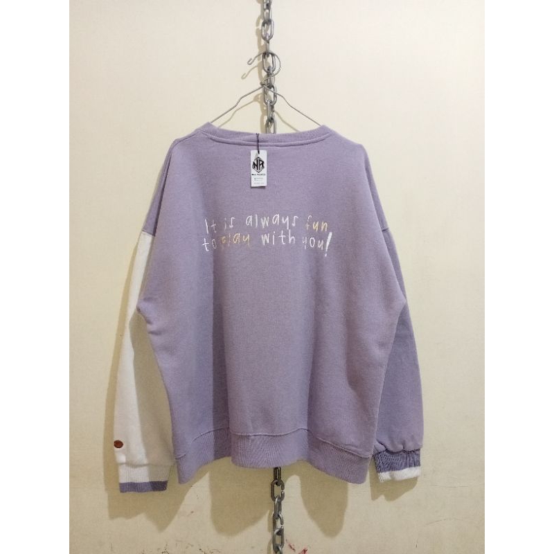crewneck wv project – two tone oversize boxy – lilac cream – sweater hoodie (baca deskripsi)