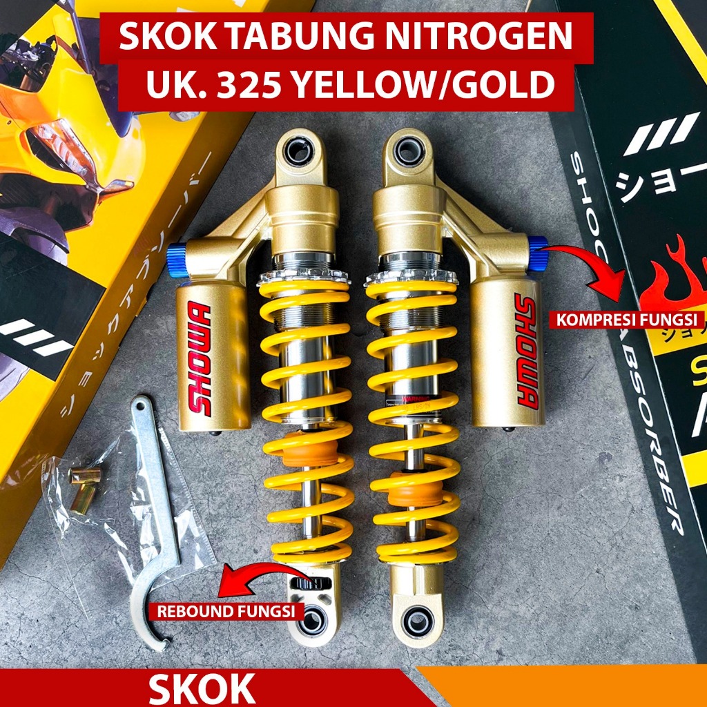 shockbreaker SHOCK SHOWA DOUBLE CLICK YELLOW SKOK SHOWA DOBEL KLIK  KUNING 325 PNP KING CB GL TIGER