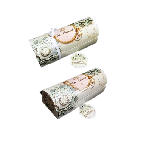 

10 Pcs Box Kue Gulung Hampers lebaran Ukuran 25x10x9cm Motif Lentera Hijau Muda