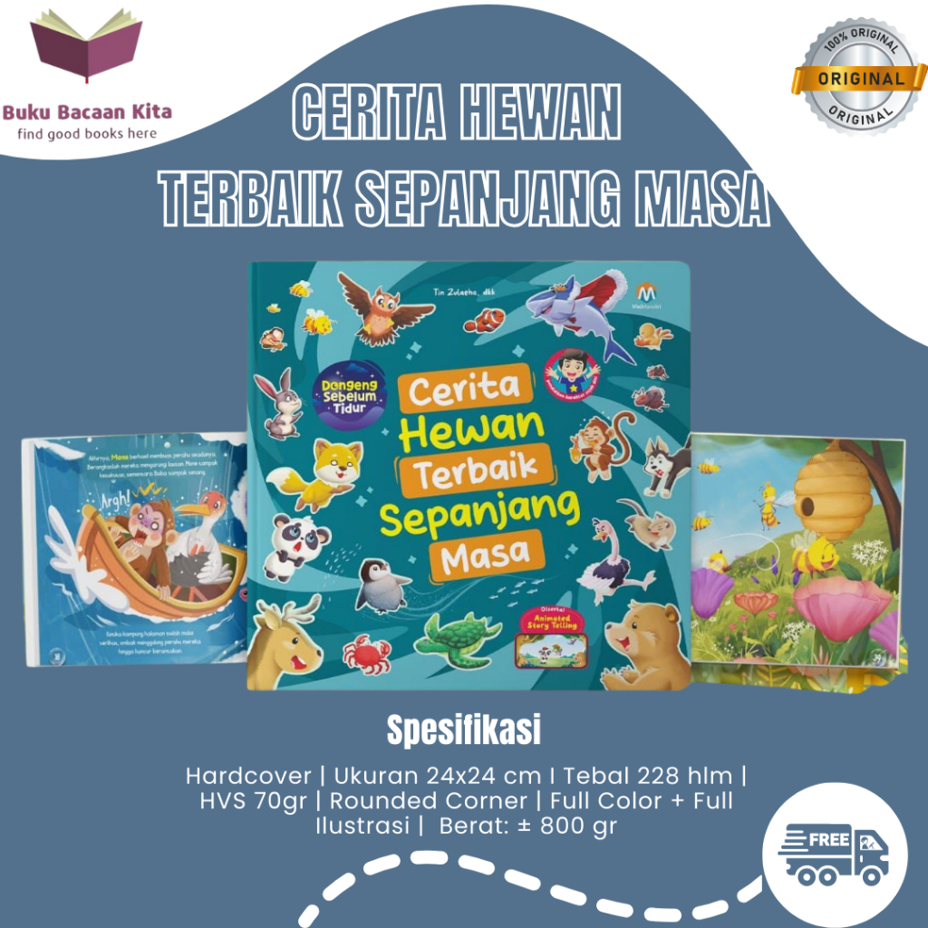 Ziyadbooks - Dongeng Sebelum Tidur : Cerita Hewan Terbaik Sepanjang Masa (HARDCOVER) - Buku Fabel - 