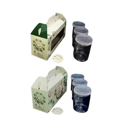 

10 Pcs Box Tenteng Muat 3 Toples Tabung 600ml Motif lentera Hijau Muda Lebaran Uk 10x28x12cm