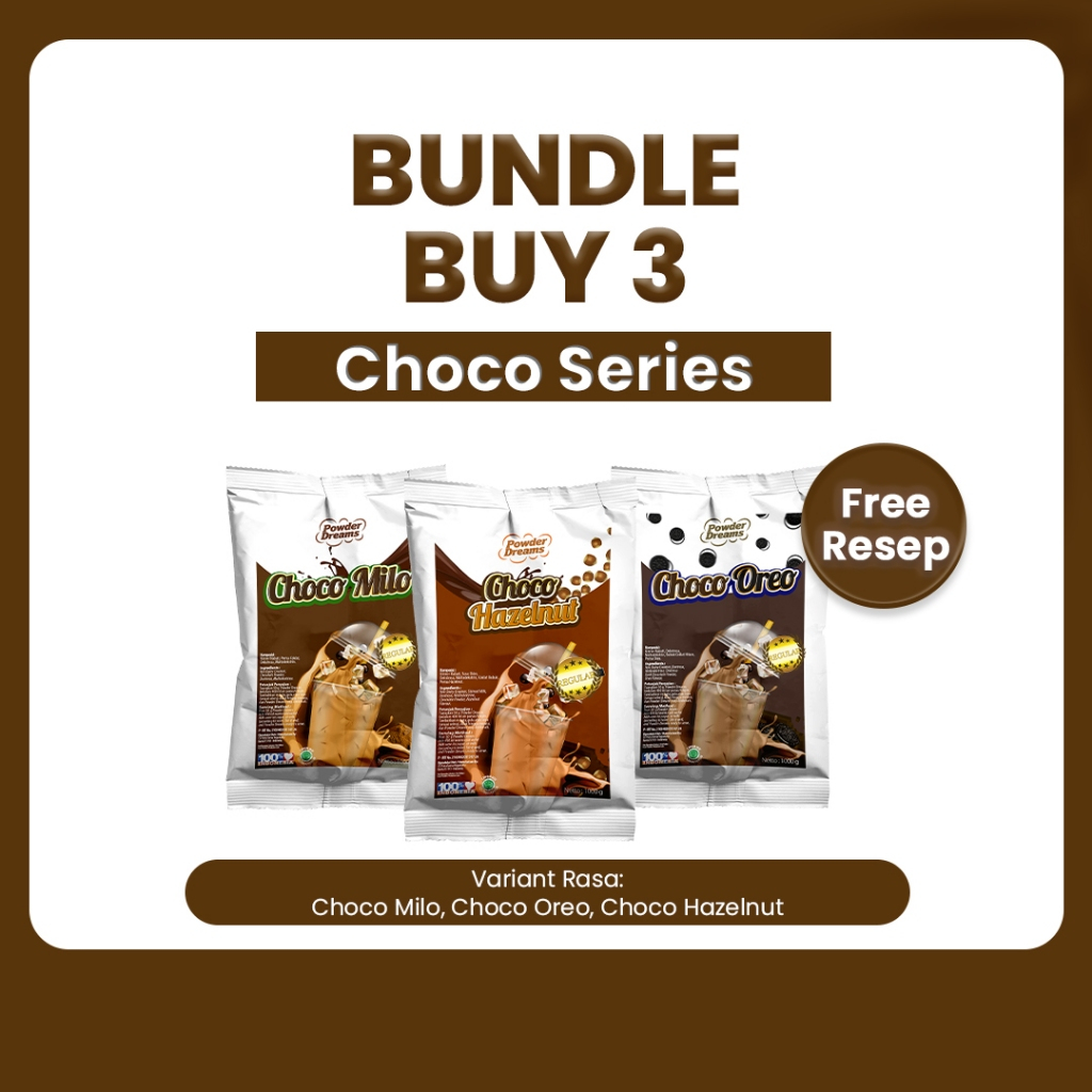 

Powder Dreams - Paket Bubuk Minuman Chocolate Buy 3 pcs Lebih Hemat 250 gr + BONUS RESEP