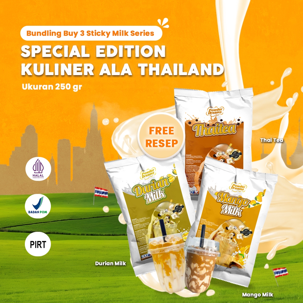 

Paket Bundling Beli 3 Lebih Hemat Bubuk Minuman Sticky Milk Edition Ala Thailand