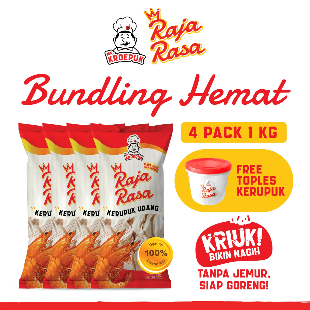 

Kerupuk Udang Raja Rasa Mr.Kroepuk - Bundling Hemat 4 packs