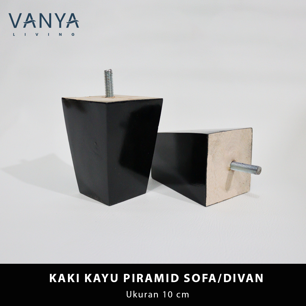 KAKI DIVAN/SOFA KAYU PIRAMID BAUT HITAM 10 CM - BAHAN BAKU SOFA/AKSESORIS SOFA/FURNITURE/LEMARI/KURS