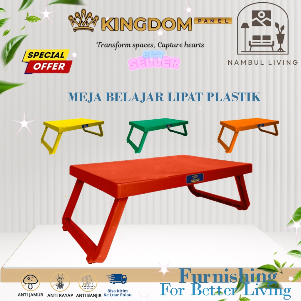 Kingdom Plast Meja Belajar Lipat Plastik Portable aesthetic