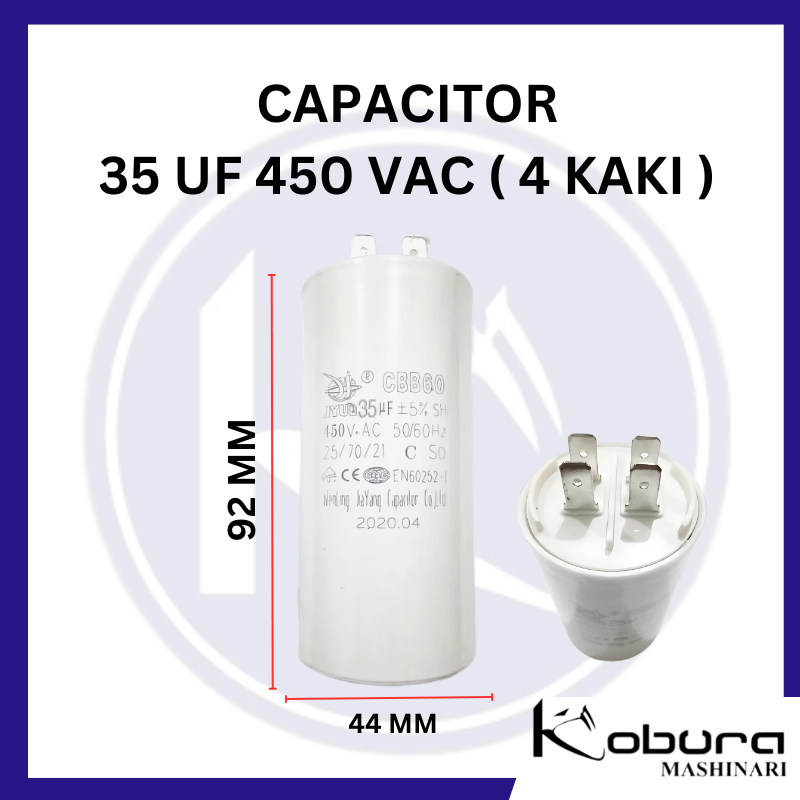 Capacitor CBB60 Kapasitor 35 UF 450 VAC 4 Kaki / 4 Pin Submersible Pump Untuk Mesin Elektromotor Pom