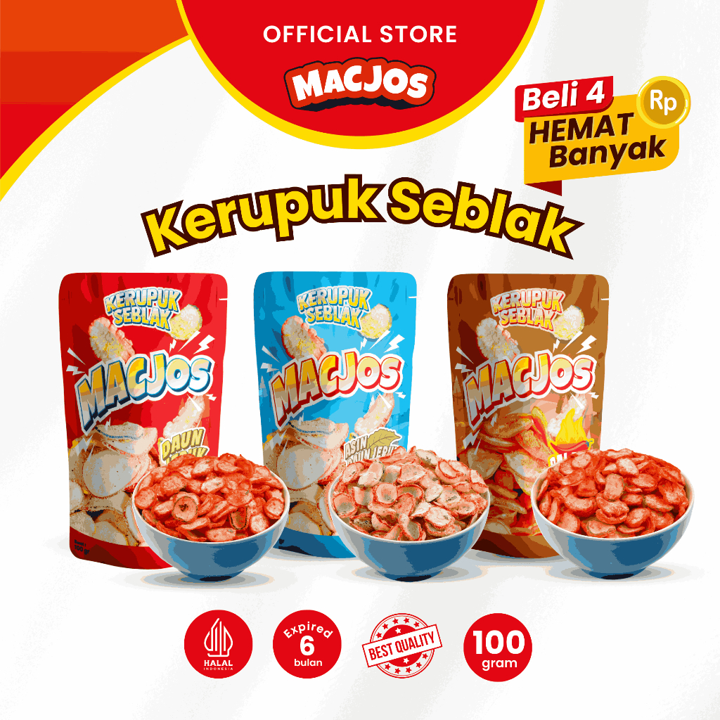 

MACJOS Cemilan Kerupuk Seblak - Isi 100gr Beli 4 Hemat Banyak