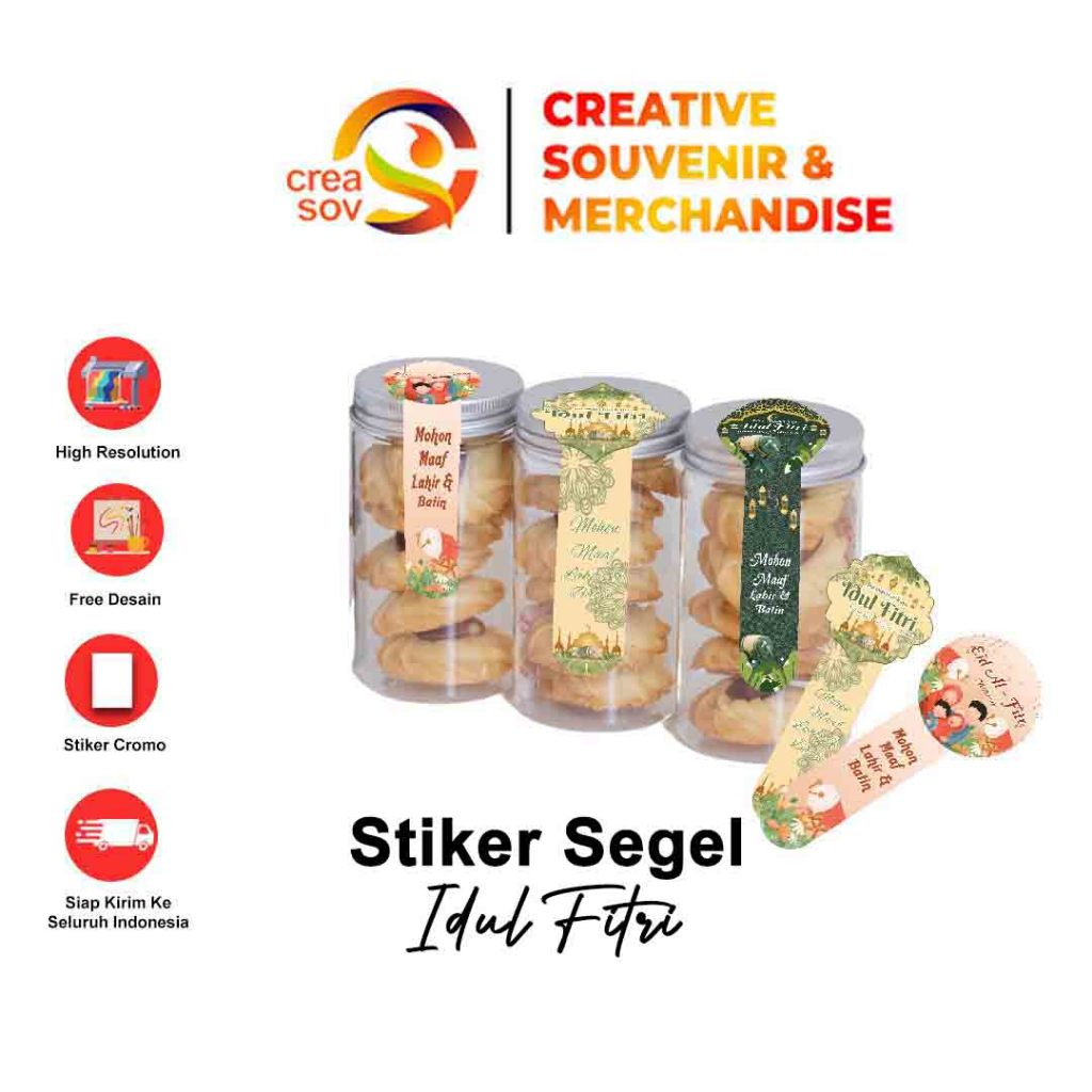 Creasov - Sticker Segel Idul Fitri Lebaran Stiker Toples Kue Kering Idul Fitri Murah