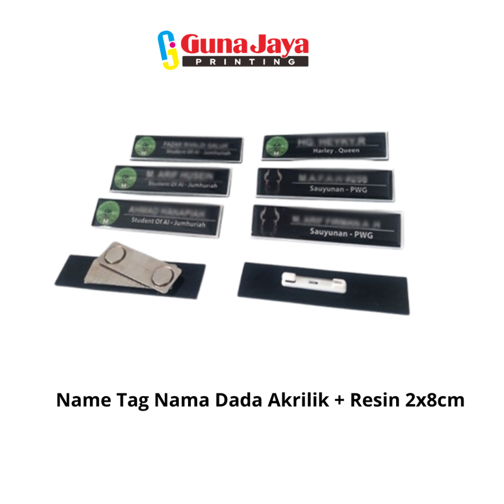 

Name Tag Nama Dada Akrilik + Resin 2x8cm