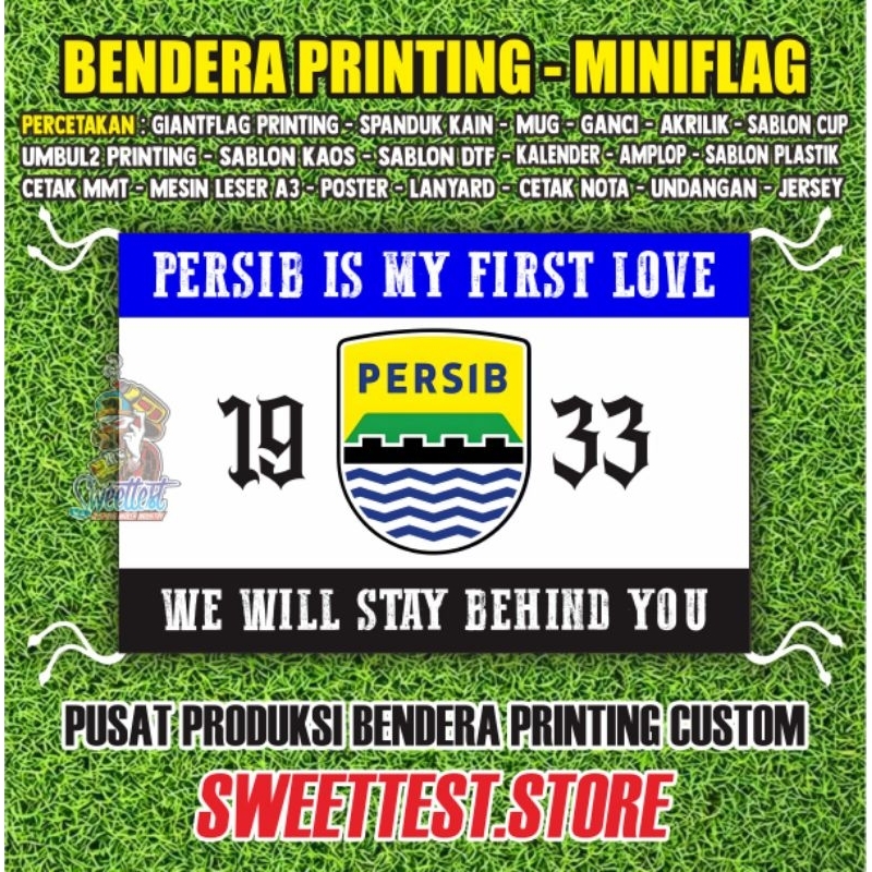 ATRIBUT PERSIB BANDUNG + BENDERA PERSIB, STICKER PERSIB, MINIFLAG BOLA, POSTER DESAIN PERSIB BANDUNG