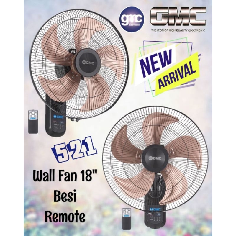 Wall Fan GMC 521 Remot Original Kipas Angin Dinding Besi  Plus Remot Control