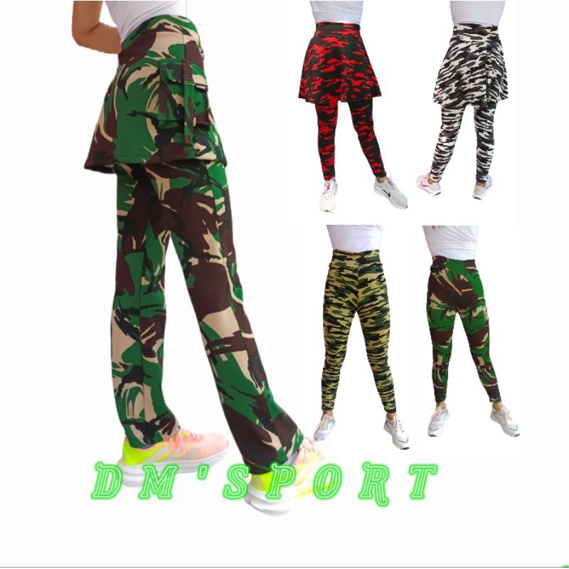 DM'SPORT Celana senam Loreng Celana Rok Olahraga Wanita motif Loreng Legging Skit Legging Sport Lore