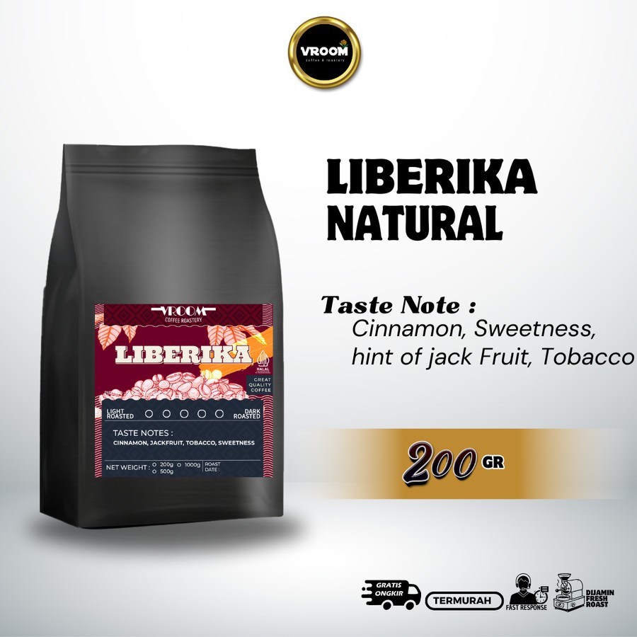 

Coffee Liberika Natural Roasted Bean Kopi Biji Matang Bubuk 200Gram