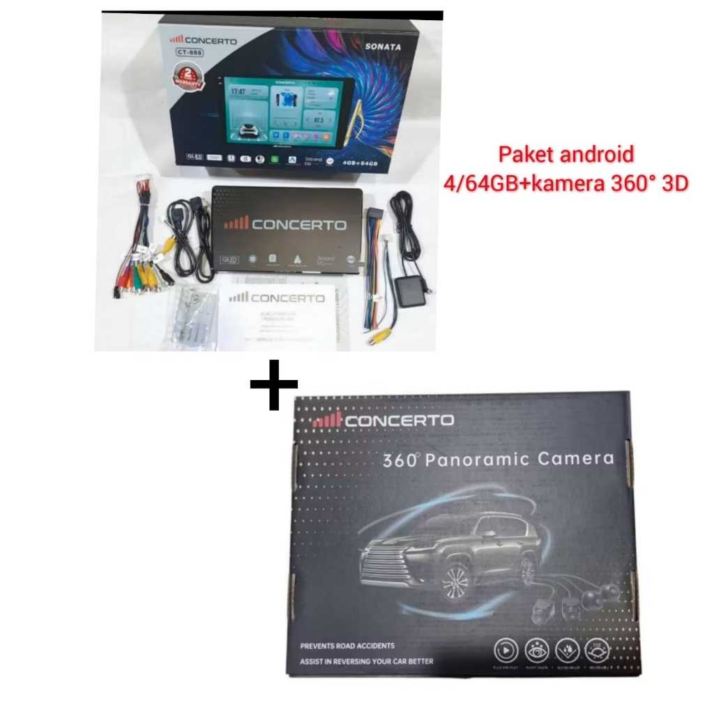 head unit 9 inch concerto sonata ct-888 ram 4/64gb + kamera 360 concerto