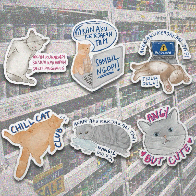 

DonutDoubt Meme Sticker Kucing Edition 2 - Glitter Sticker - Cute Sticker - Stiker Dekorasi