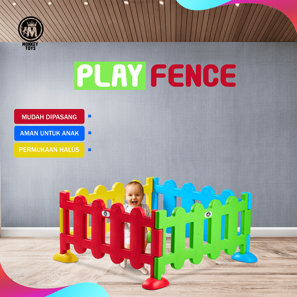 MMonkeyToys  Playfence Pagar Anak Colourful Colourful Playfence Pelindung Pagar Mainan Anak