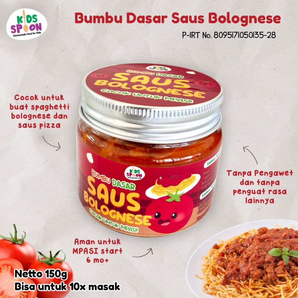 

Kids Spoon Bumbu Dasar Saus Bolognese 150g