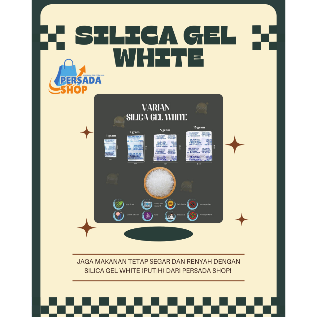 

SILICA GEL WHITE / SILIKA GEL PUTIH - Kemasan 1KG – Pilihan Terbaik untuk Pengawet Makanan