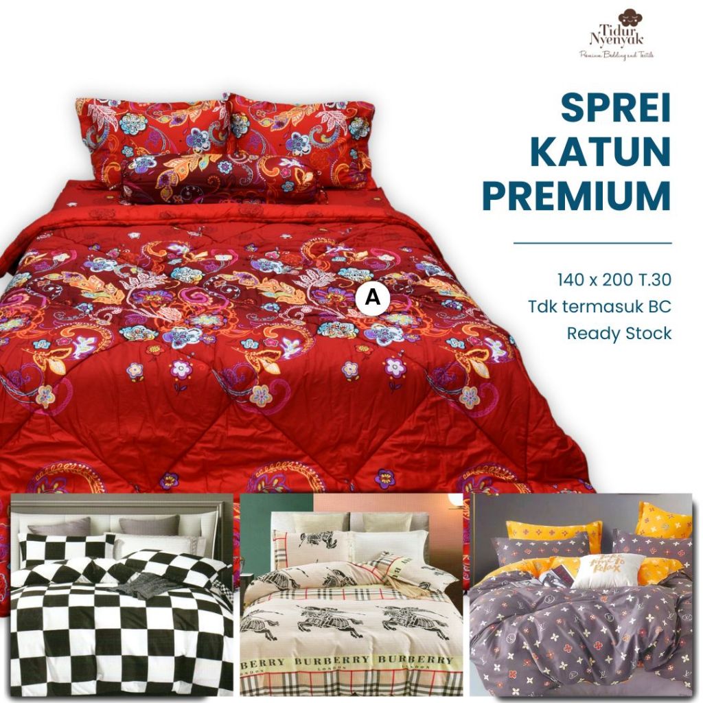 SPREI 140x200x30 KATUN JEPANG PREMIUM REACTIVE HALUS LEMBUT WEDDING GIFT TIDUR NYENYAK BEDDING KOL