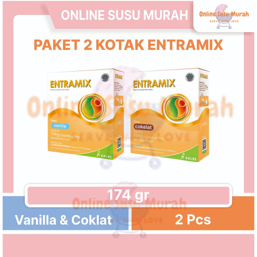 

ENTRAMIX VANILA COKLAT PAKET 2 KOTAK 174GR NUTRISI LENGKAP DEWASA 174 GR SSKD