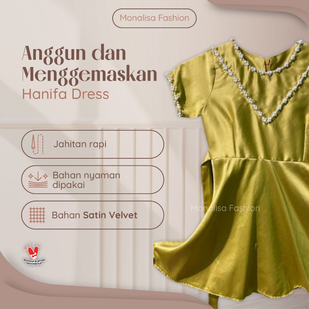 Dress Kondangan Anak Bahan Satin Velvet Size XS S M L XL Warna Lime Khaki Dan Lainnya