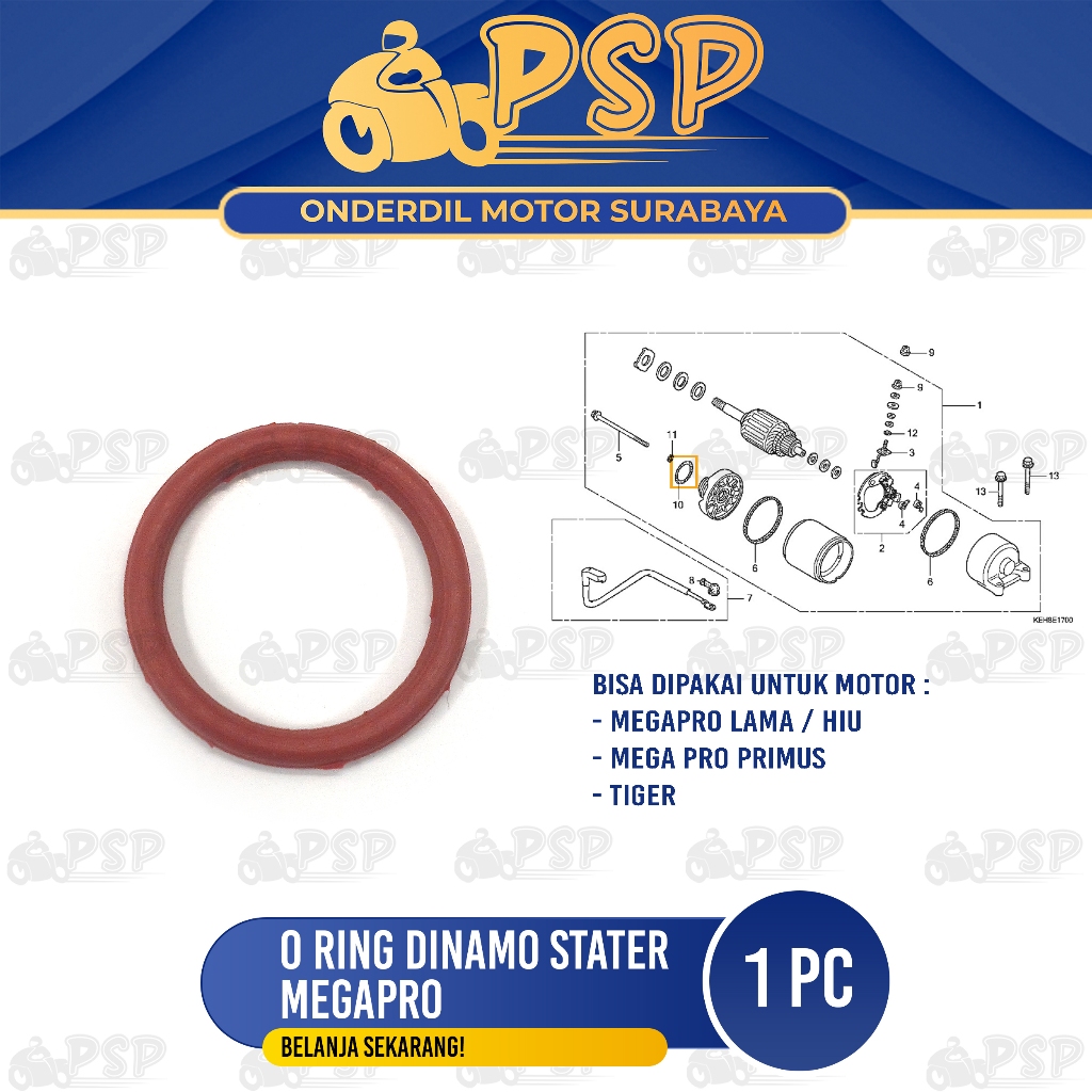 Oring Dinamo Stater Megapro (Harga 1 PC) - O ring Karet Sil Seal Dinamo Starter Honda Karisma Tiger