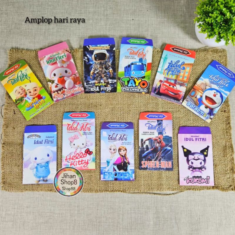

100 pcs Amplop lebaran idul fitri karakter kartun B DF2 size medium per 1 gambar