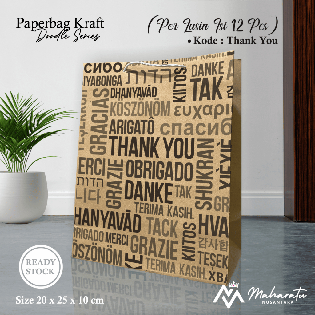 

(12 PCS) PAPER BAG SOUVENIR KRAFT - PAPER BAG MOTIF THANK YOU READY STOCK 1 LUSIN ATAU 12PCS COCOK UNTUK SEMUA ACARA APAPUN, UNIK BAHAN TEBAL