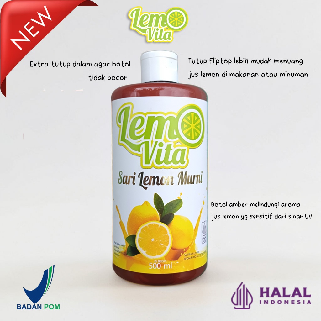 

BPOM 500ml Lemovita Fresh Sari Lemon Jus Lemon Murni 100% Jus Halal Alami