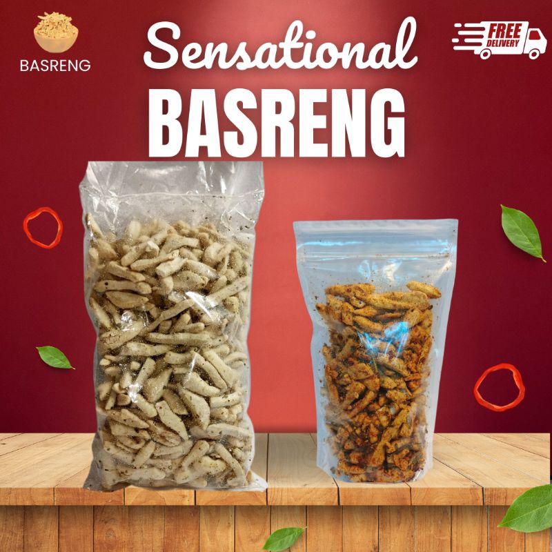 

700Gram Stik Basreng Mix 500g Original & 200gr Pedas Daun Jeruk Sensational Baso Goreng Renyak Kriuk Cemilan Snack