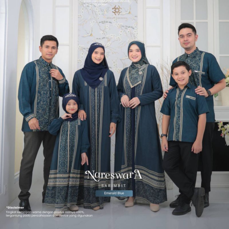 SARIMBIT MEILEE 2025 NareswarA Gamis Emerald Blue READYSTOCK BAJU LEBARAN KELUARGA 2025