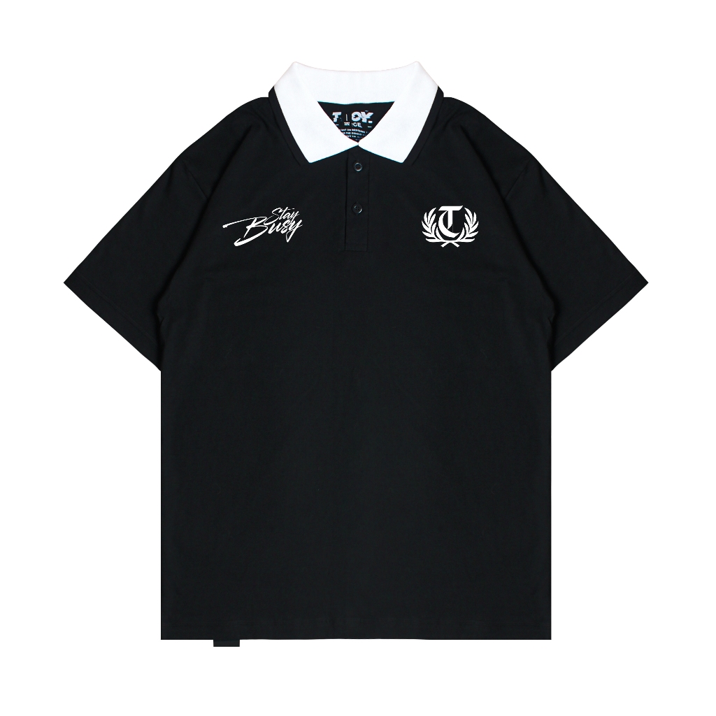 Troy Company Cotton Rugby Polo Shirt Black Wealth - Kaos Polo Hitam PR 3002