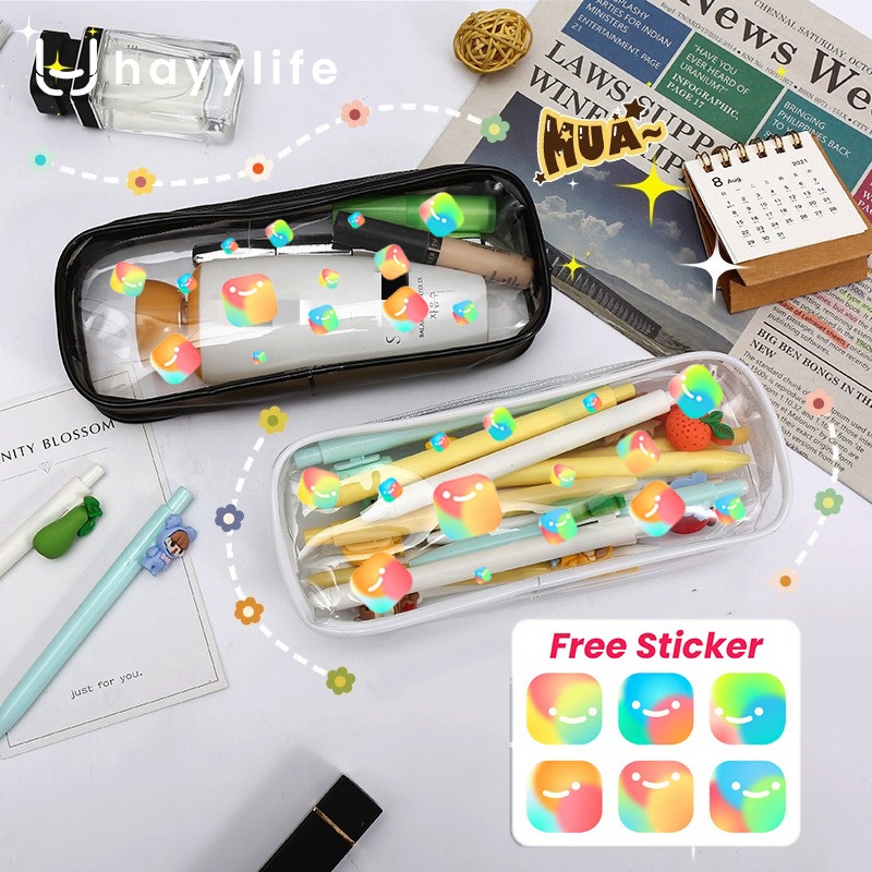 

SELECT+ Transparan Pencil Case Stationery Simple Minimalist, Tempat Pensil Pouch Bahan PVC + FREE STICKER HL-AIA777