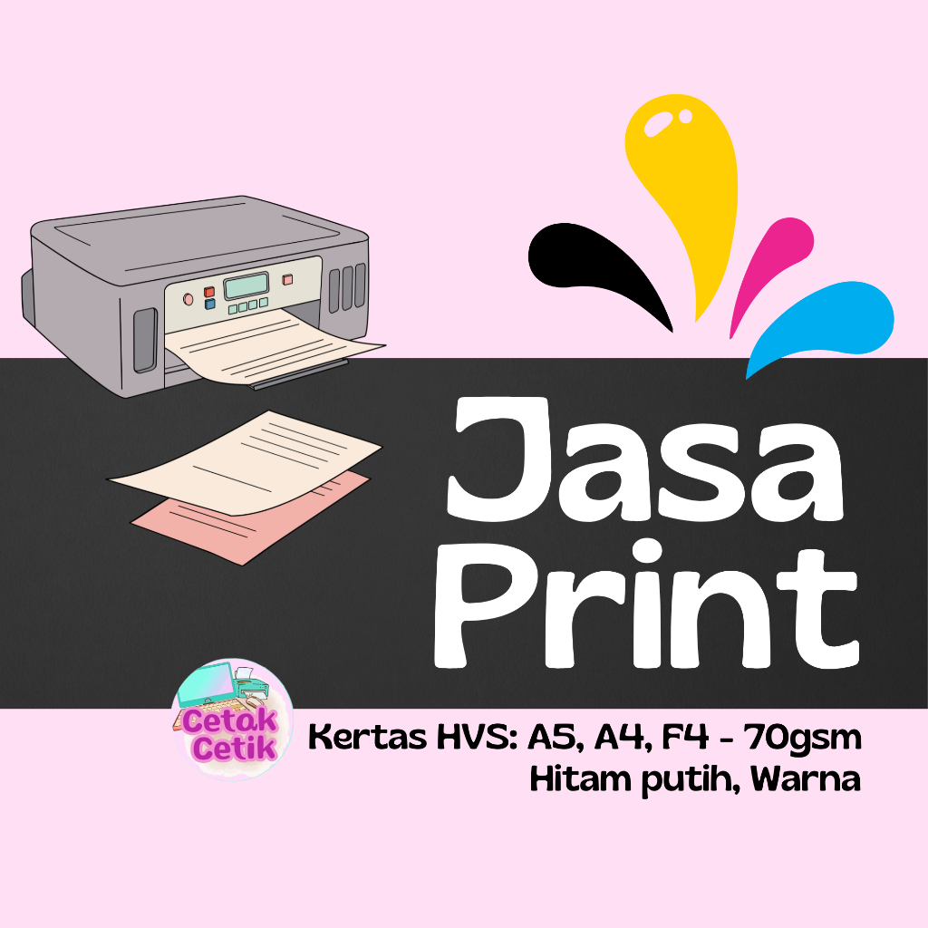 

Jasa Print Kertas HVS A5, A4, F4 - 70gsm Hitam Putih Warna