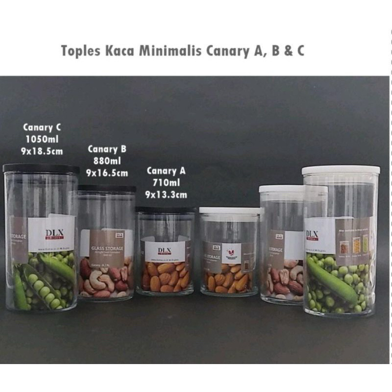 Dlx Stoples / Toples Kaca / Toples Beling / Toples Kedap Udara / Glass Jar / Food Storage Canary A C