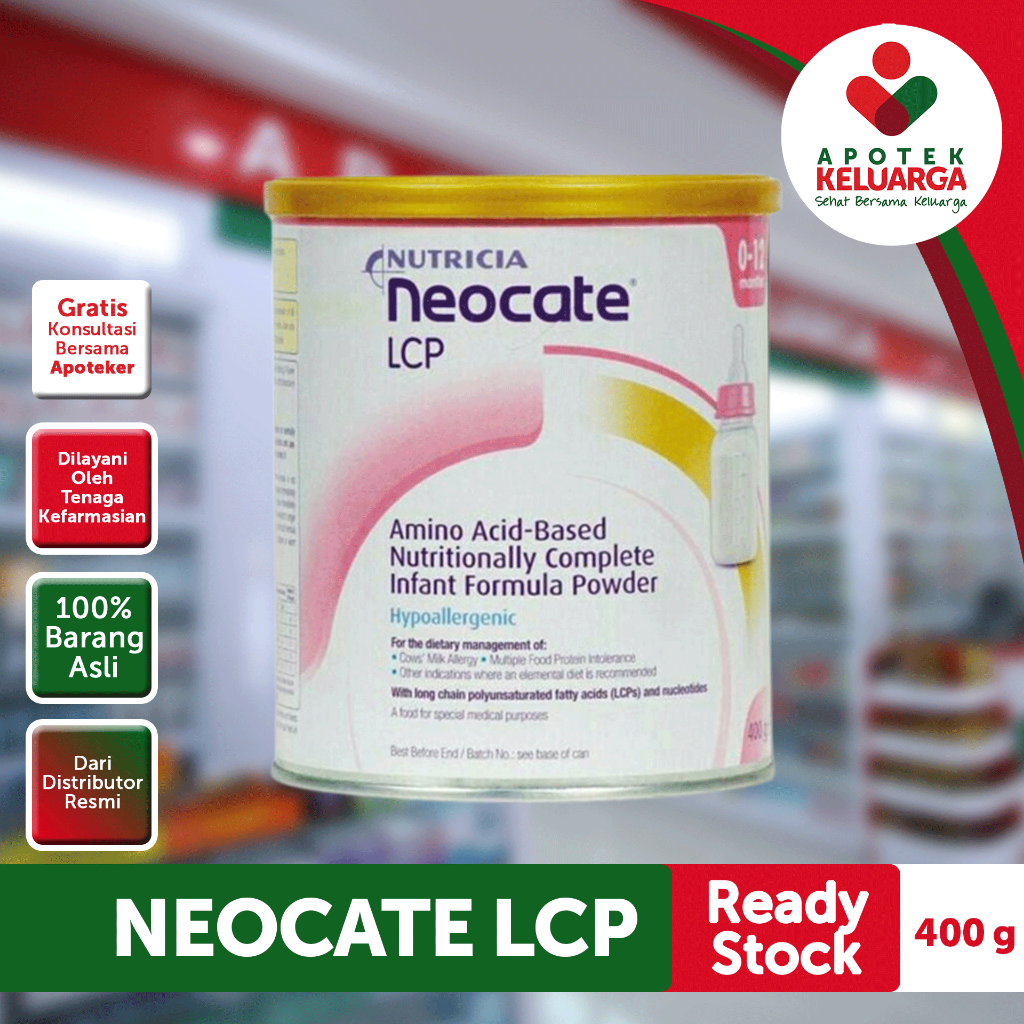 NUTRICIA NEOCATE LCP 400 GRAM 0-12BULAN #SUSU BAYI ALERGI #SUSU ALERGI SUSU SAPI #SUSU ALERGI USIA 0
