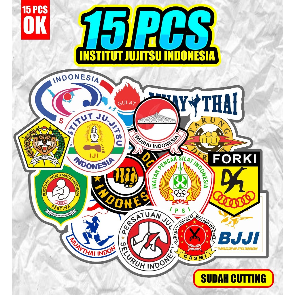 

15pcs stiker pack institut jijutsi indonesia sudah terpotong waterproof