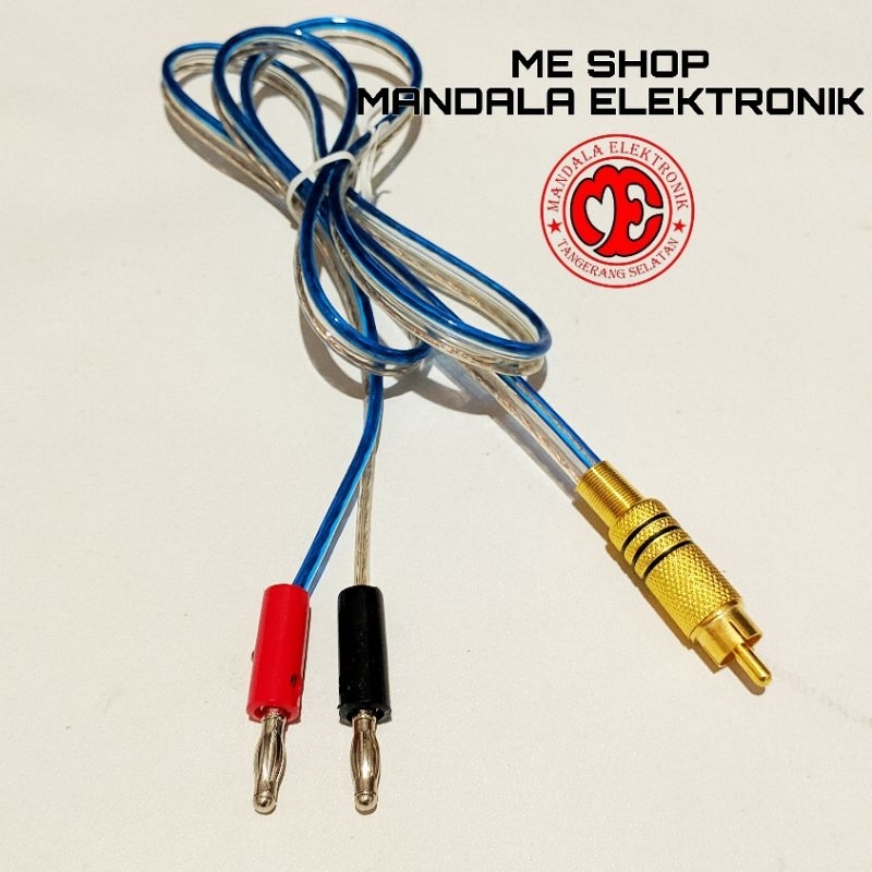 Kabel sambungan speaker jack Rca male to dua jack banana