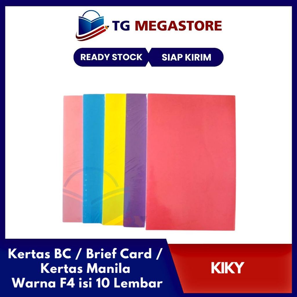 

Kertas BC / Brief Card / Kertas Manila Kiky Warna F4 isi 10 Lembar