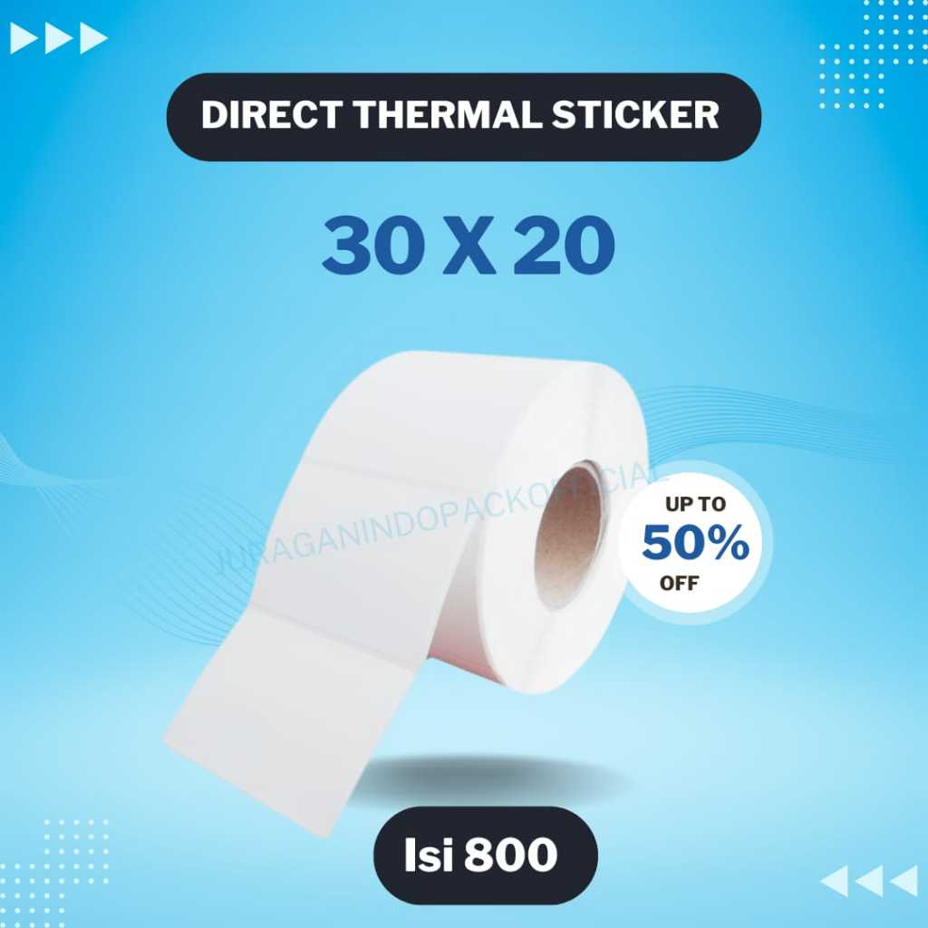 

DIRECT THERMAL STICKER [30x20 MM] KERTAS LABEL STIKER BARCODE 1 LINE 800 PCS