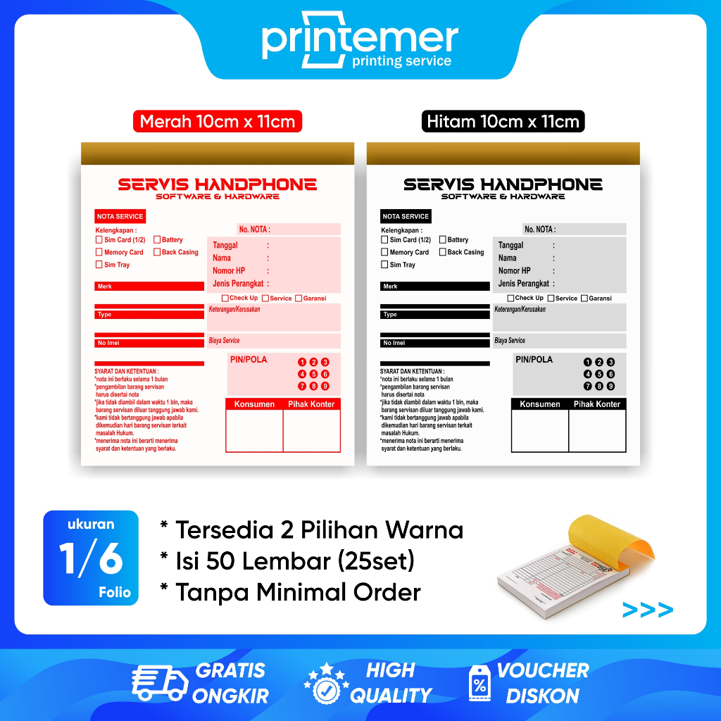 

Nota Servis Handphone Siap Pakai 2 Ply (Non Custom)