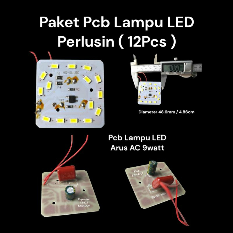 Pcb Lampu LED 9watt Perlusin Isi (12Pcs)
