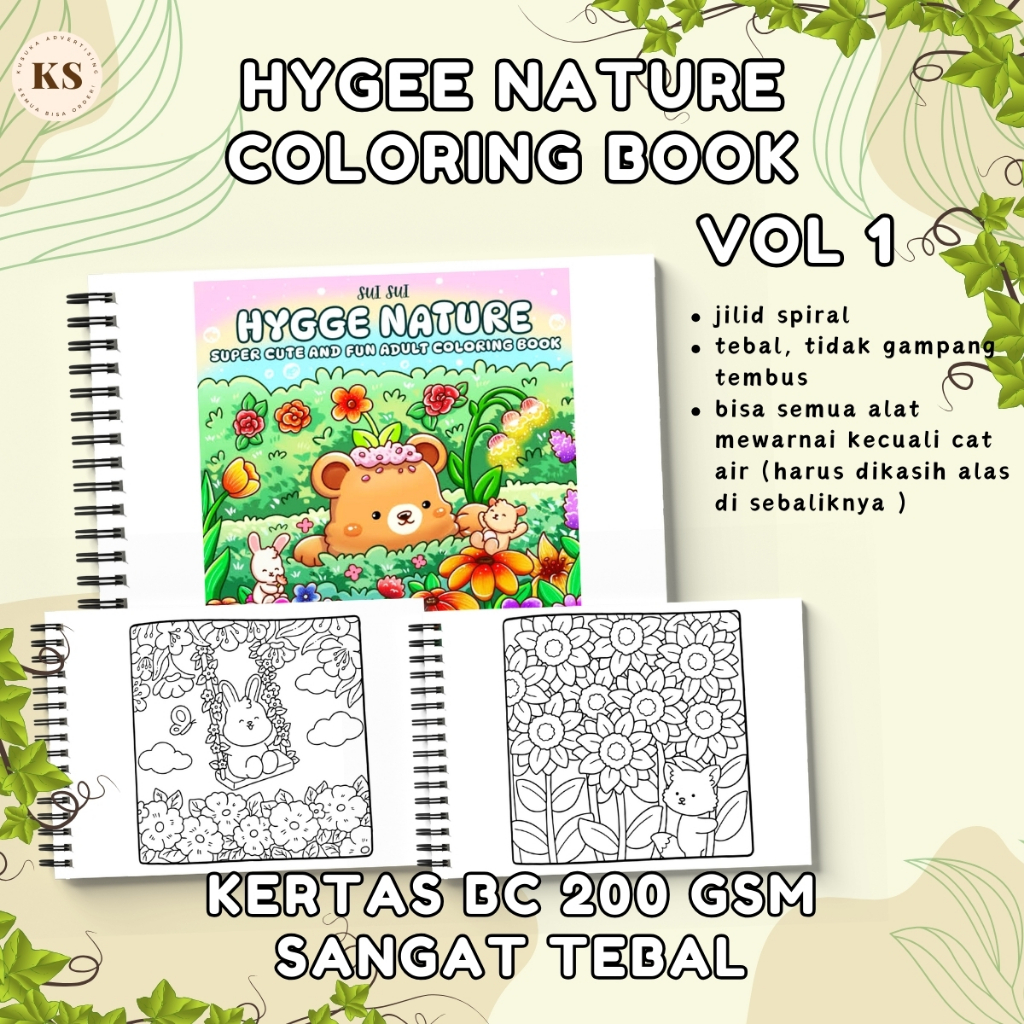 

HYGGE NATURE VOL 1 Coloring Book for Adults and Teens Daily Activities Cute Cozy Relaxation