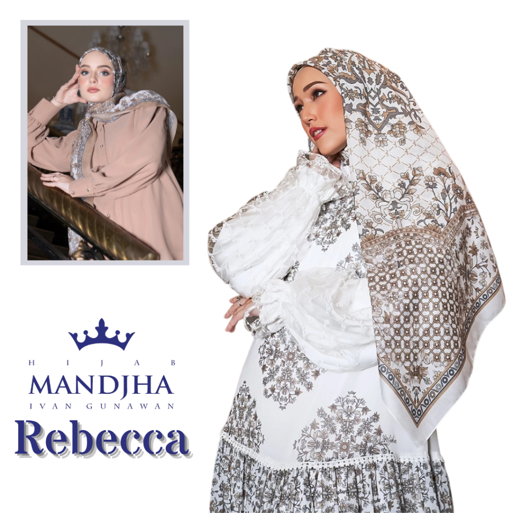 MANDJHA Rebecca Navy Scarf By IVAN GUNAWAN - Jilbab Hijab Segi Empat ORIGINAL MANDJHA