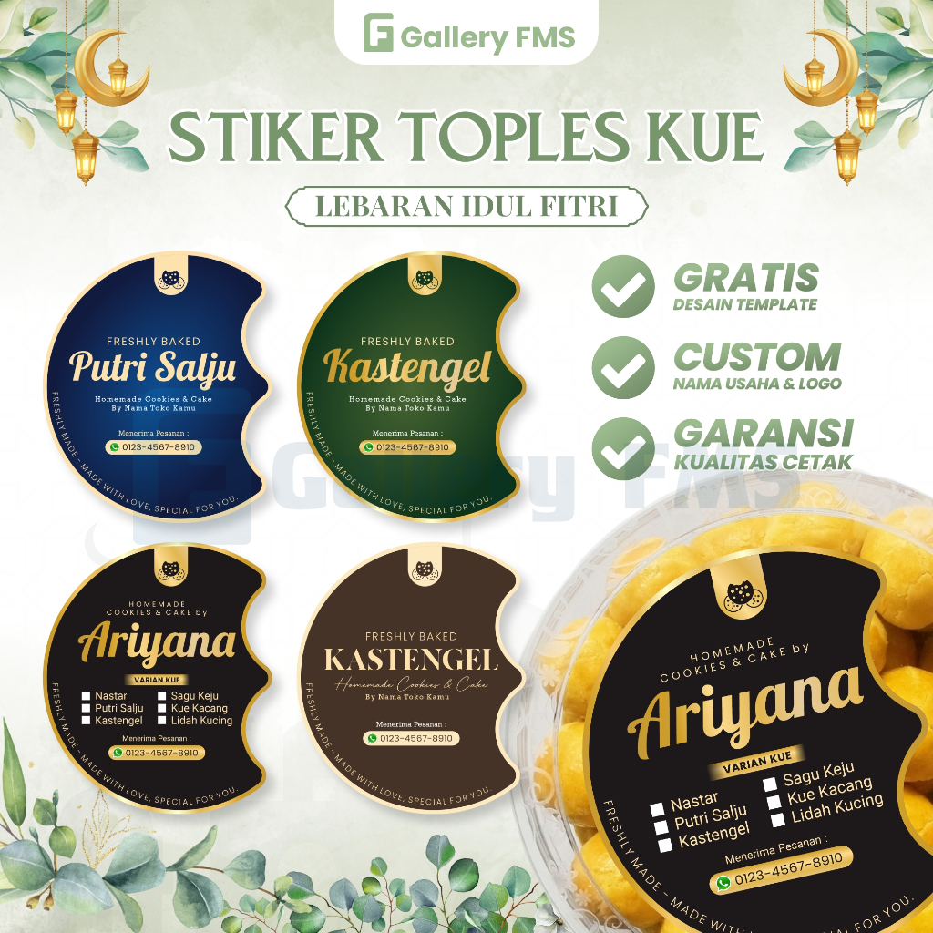 Stiker Toples Kue Lebaran Sticker Toples Nastar Label Label Toples Kue Lebaran Stiker Kue Kering Ham
