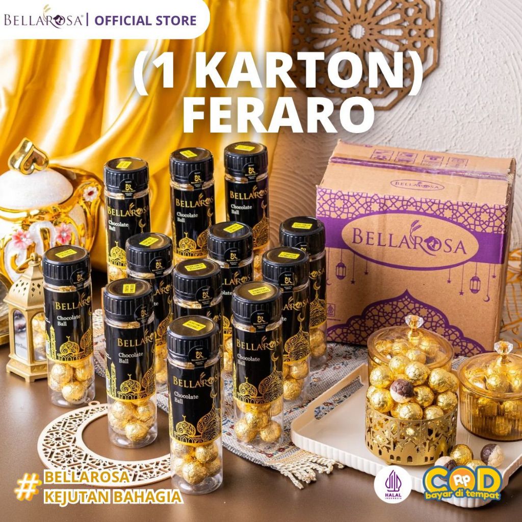 

(1 KARTON ISI 12) BELLAROSA Feraro Chocolate Ball Coklat Crunchy dan Lumer