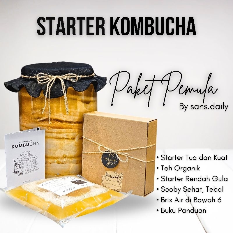 

starter kombucha (scoby, air starter dan panduan) - gula rendah, by sans.daily